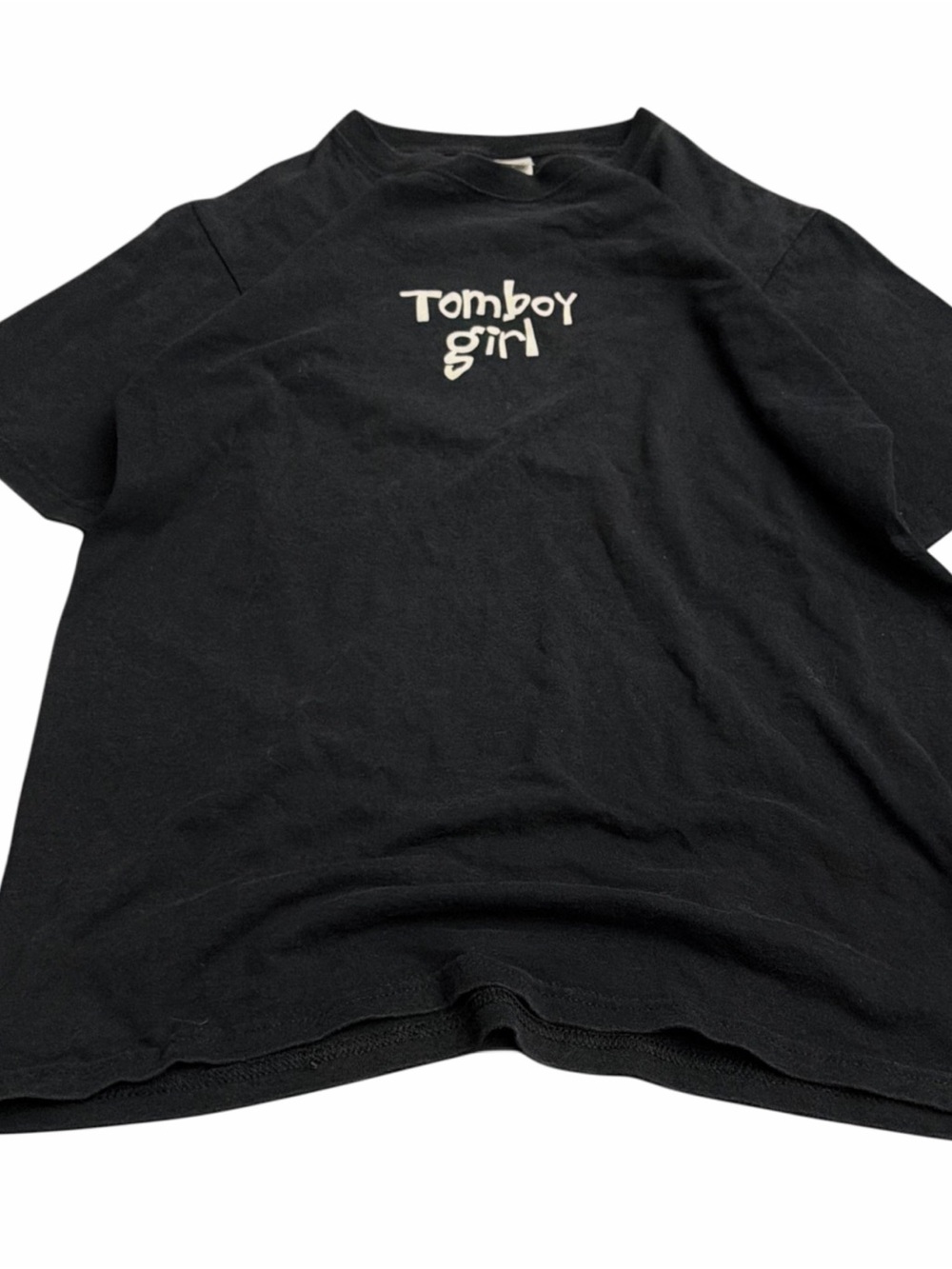 Y2K Tomboy Girl Anvil 100% Black Cotton Graphic Tee Front Hit 2000s